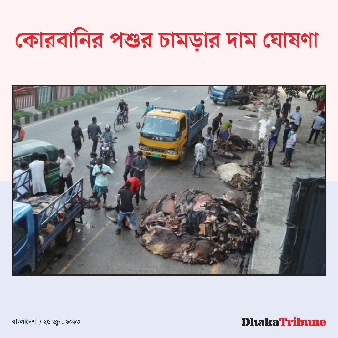 DhakaTribune's tweet photo. গতবছরের তুলনায় বেড়েছে গরুর চামড়ার দাম

বিস্তারিত জানতে নিচের লিংকে ক্লিক করুন 👇https://t.co/nB9c57Gw6G

#dhakatribune #cowleather #priceFixed #Eid https://t.co/2XupHhuL0W