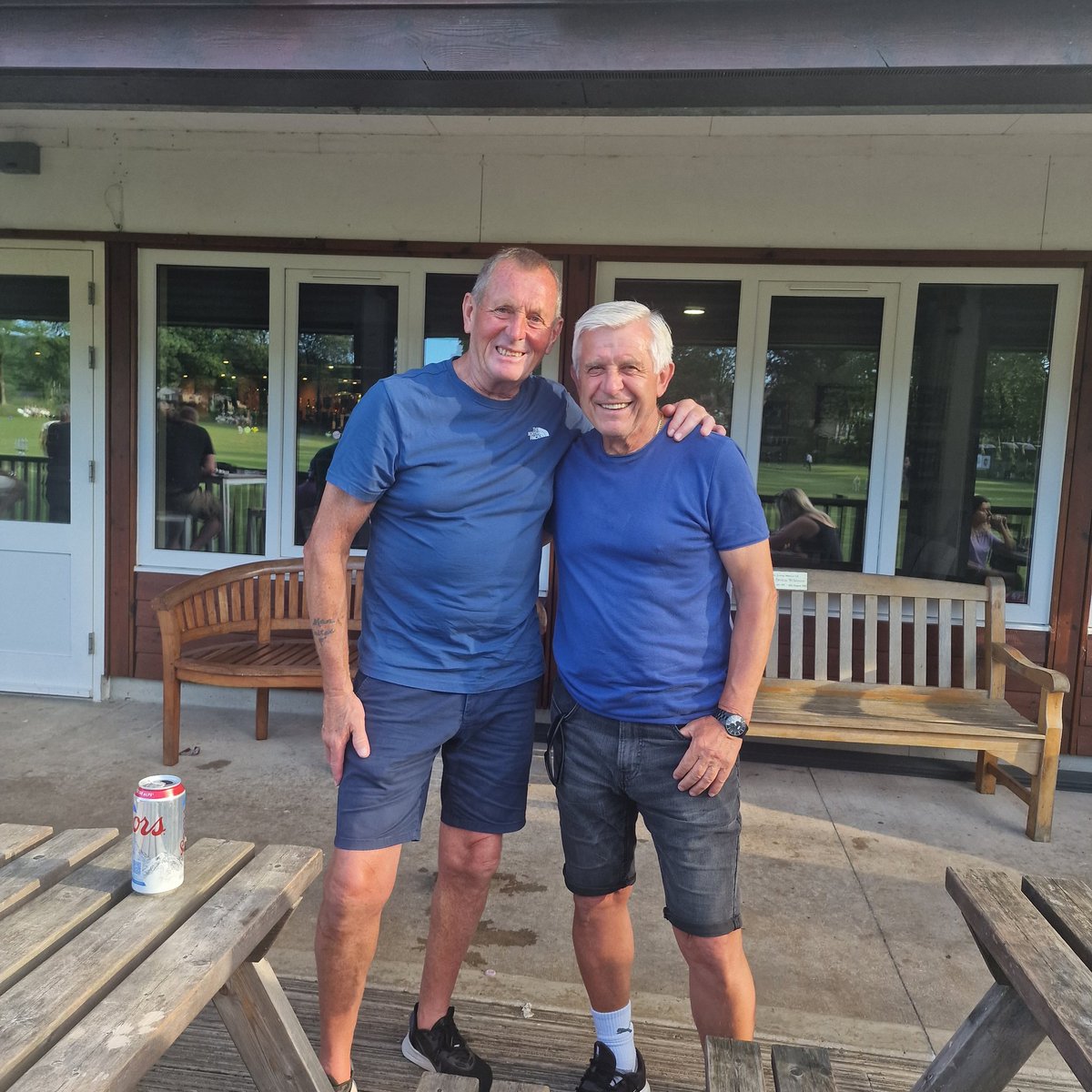 when you go watching your lads play cricket and end up talking with these two legends of football