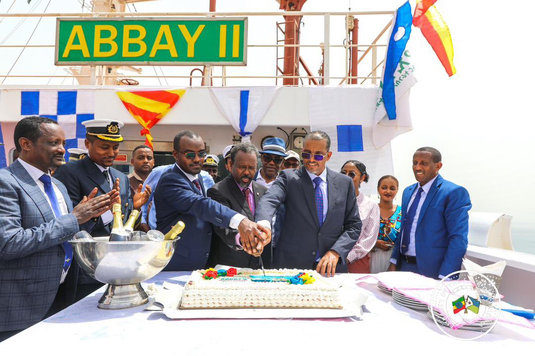 BerhanuTsegaye's tweet photo. Excited to announce the arrival of #Ethiopia's impressive 10th fleet, MC Abbay II! It's a game-changer for Ethiopia's shipping and logistics sector. Speaking at  its arrival in #Djibouti, i stressed as a leading African shipping line, Ethiopia’s dedication to delivering competitive shipping and logistics services. 

Honored to have Excellencies Mr. Hassan Houmed Ibrahim, Minister of Infrastructure and Equipment of Djibouti, Mr. Djama Ibrahim Darar, CEO of Doraleh Multipurpose Port, Captain Wondoson Kassa, Deputy CEO of ESL Shipping Sector, and other esteemed dignitaries gracing the event.