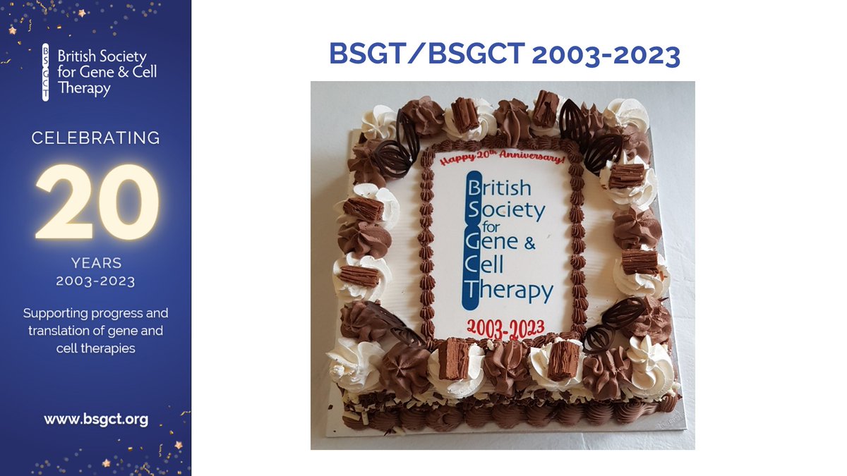 This week we held <a href="/_BSGCT/">BSGCT</a> 2023 conference at @SteBioCat, hosted by @gsk &amp; <a href="/KadansScience/">Kadans Science Partner</a> Sycamore House, w/ support from <a href="/CGTCatapult/">Cell and Gene Therapy Catapult</a> &amp; <a href="/UKRMP_PSEC/">UKRMP PSEC Hub</a>. We celebrated our 20th anniversary. As current President, I will summarise history and achievements in next few tweets. #BSGCT2023