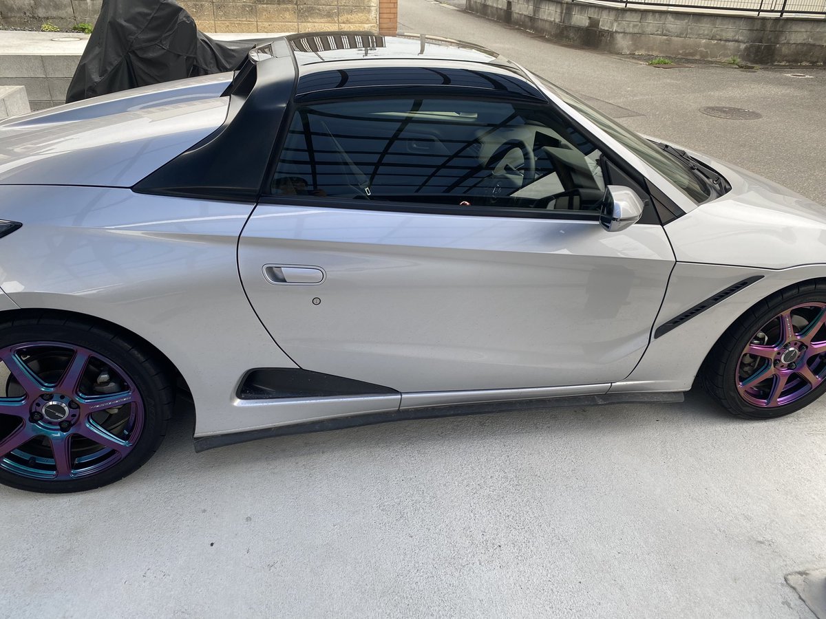 FAL_mk2's tweet image. ヤフオクで比較的安く落札できたワークエモーションT7Rに履き替え
ツラはまあ純正サイズなので変わらずだけど、リアのインセットが+48なので気持ち程度ツラが出てるっちゃあ出てるのかな

純正ホイールはスタッドレス行き、スタッドレス用アルミは売りに出しますか
#S660 
#車弄り