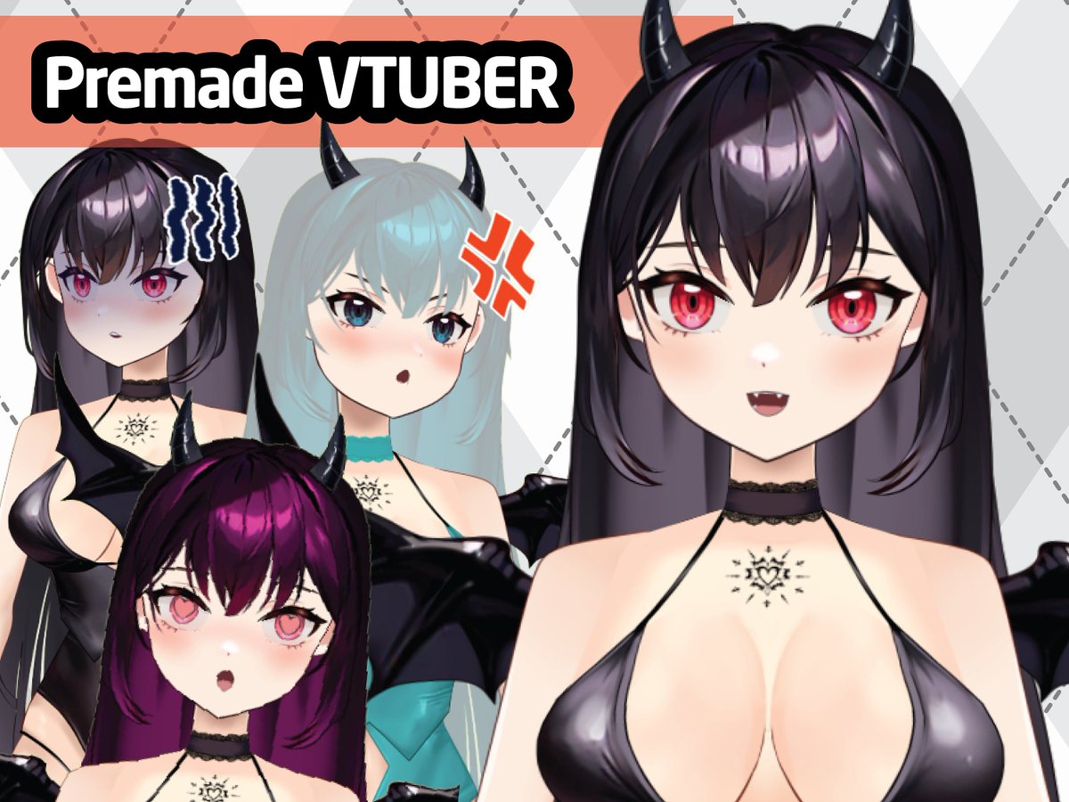 New premade vtuber Lilith who is a succubus demon is now in my shop! etsy.me/46o7umY 
#black #pink #customizablevtuber #premadevtuber #vtuber #vtuberillustration #vtuberart #vtuberoverlays #animecommission