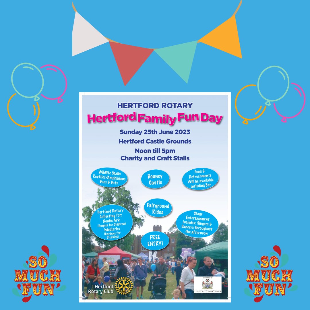 Hertford Town Council (@hertfordtc) on Twitter photo Happening today <a href="/hertfordcastle/">Hertford Castle</a> - Hertford Family Fun Day, organised by Hertford Rotary Club 🎉 Plus, the Castle will be open until 4 pm for visitors to explore.
#familyfunday #hertfordrotaryclub Happening today <a href="/hertfordcastle/">Hertford Castle</a> - Hertford Family Fun Day, organised by Hertford Rotary Club 🎉 Plus, the Castle will be open until 4 pm for visitors to explore.
#familyfunday #hertfordrotaryclub