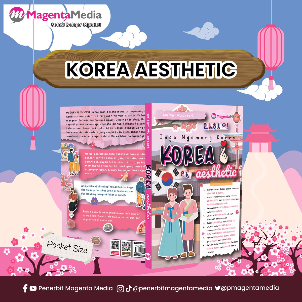 pmagentamedia's tweet photo. Pendatang baru dari Penerbit Magenta Media buat sobat magenta yang suka banget dengan K-POP atau drakor. Buku dengan visual yang "kiyowo" banget, siap menemani kalian belajar bahasa korea.

Yup, buku KOREA AESTHETIC ini siap menjadi teman kalian mendalami dunia perbahasaan korea. https://t.co/LZ2rX5RZwK