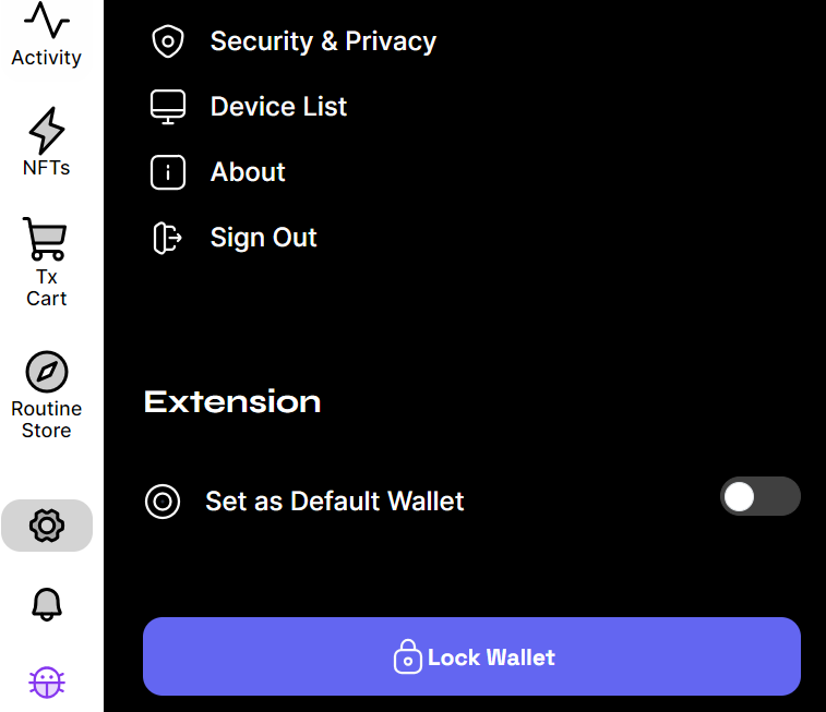 fluviweb3's tweet photo. 5/ 💻 Encountering connection errors or dapps without a Wallet Connect module?
 Head to settings, activate 'Set as Default Wallet', then refresh and connect like you are using a Metamask. This should resolve most issues.
Remember to unset it after to prevent conflicts with MM! https://t.co/Ye1wkQV3N1