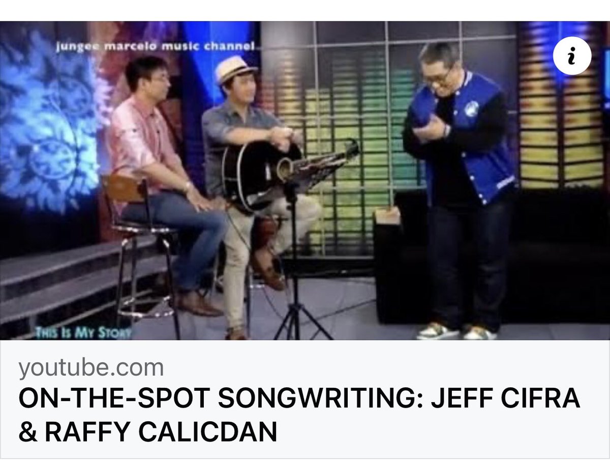 ON-THE-SPOT SONGWRITING: JEFF CIFRA &amp; RAFFY CALICDAN 
Original aired: March 2016
Via THIS IS MY STORY, THIS IS MY SONG (Improv Game)
<a href="/TheJeffCifra/">Jeff Cifra</a> <a href="/imRaffyCalicdan/">Raffy Calicdan ☕</a> 
#OnTheSpotSongwriting #ImprovGame 
#Impromptusongwriting
#GODisGood

youtu.be/lQYxDaSuDVo