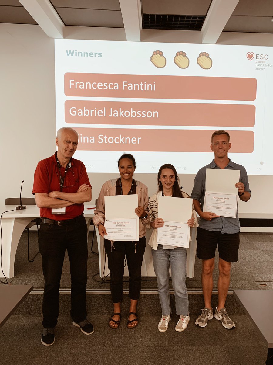 Proud to have been awarded by the European Society of Cardiology (<a href="/escardio/">European Society of Cardiology</a>) for the best oral presentation at the Cardiovascular Basic Science Summer School 2023 ! 🫀