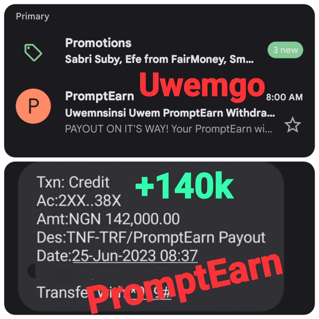 As usual @promptearn dey always turn up☺️

Weekly allowance from an IT student

Thanks @MartinsOsimen_  & @BamsonOfficial  for this Amazing platform

Printing dollars consistently directly to my bank account is now the new trend

#AffiliateMarketing
#OnlineBusiness
#WorkFromHome