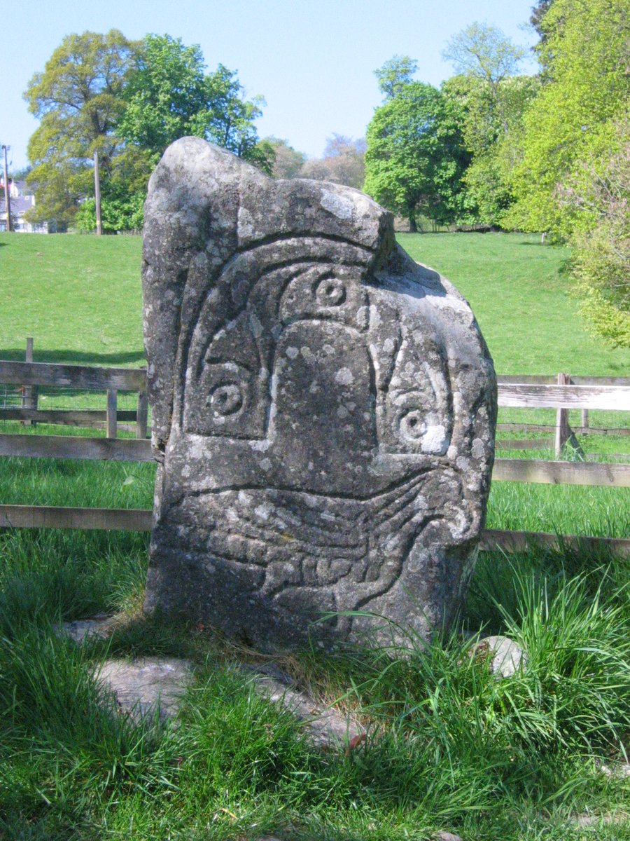 The Eagle Stone, or Clach na Tiompain, a Class 1 Pictish carved stone in Strathpeffer. The Brahan Seer predicted that, if it 'should fall 3 times, then ships would anchor on this spot'. So far it's fallen twice, but is now discreetly cemented in place. #StandingStoneSunday