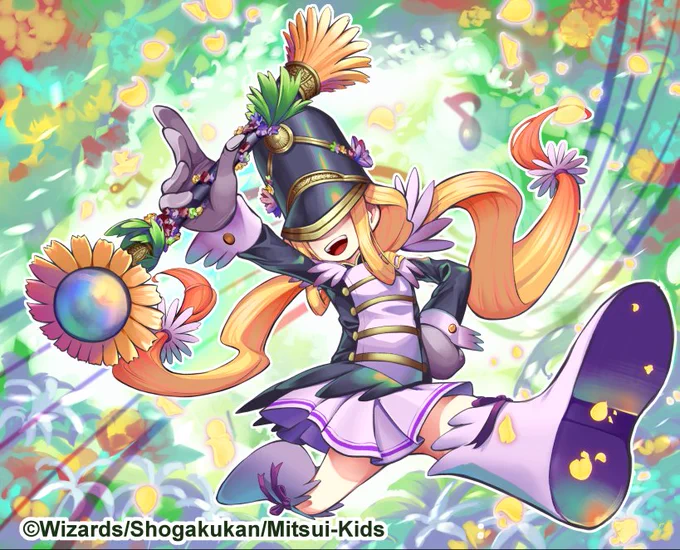 【お仕事】6/24(土)発売、デュエル・マスターズTCG アビス・レボリューション 第2弾「忍邪乱武」にて 『マーチングバトン ダイダイ』、『マーチングベル シアン / ミーミル・ミュージカル』、『マーチングドラム ミドリ / ハーメルン・ハーモニー』、『ワット・棘・トラッピ』のイラストを担当しました。 それではどうぞよろしくお願いしまっす!    #デュエマ #デュエル・マスターズ