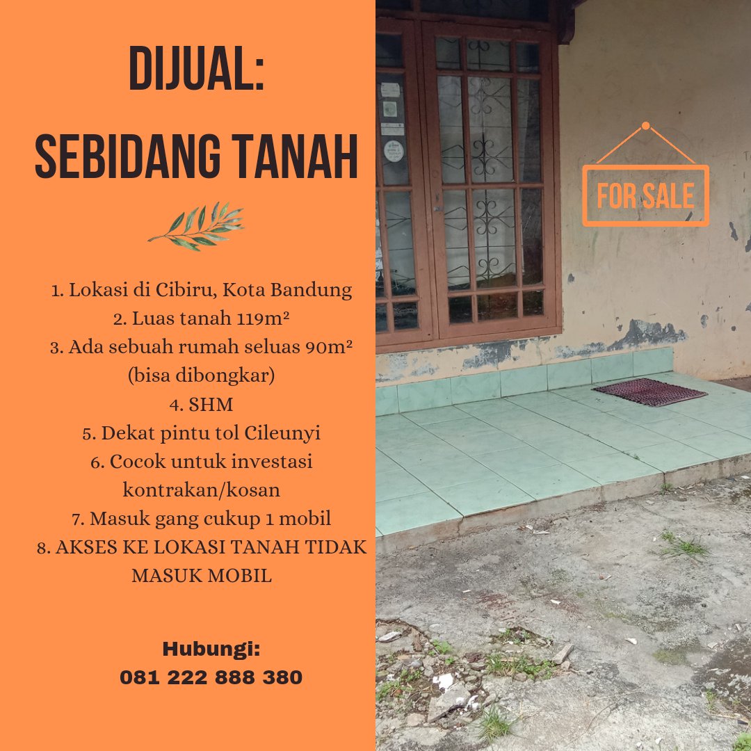 KiosMidori's tweet photo. @hrdbacot #lapakcot
BismiLlah. Jual tanah 119m² di Kota Bandung, dekat kampus UIN. Buka harga Rp550jt. 
Serius, hubungi https://t.co/NarZffgHCi https://t.co/FSimafyDE7