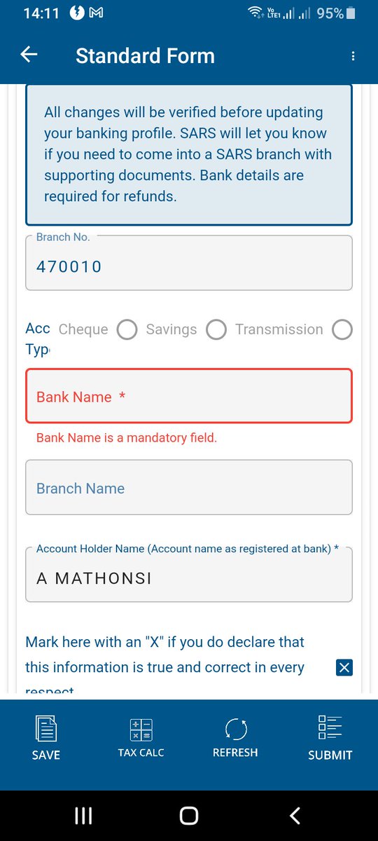 agreementmatho1's tweet photo. @sarstax ...I am unable to fill details for bank name https://t.co/9L4C5zNiSv
