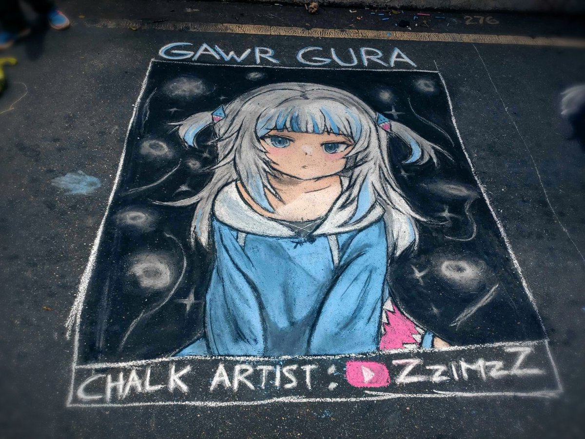 Goobaaa 😭😭😭
@gawrgura チョークアート
was supposed to not do chalk art and just chill out but nahh imma do it anyway xD
#gawrt