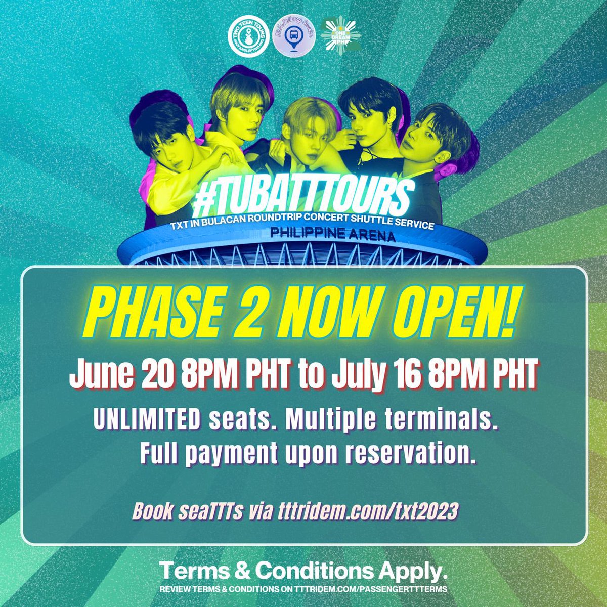 twoteentours's tweet photo. MOAs and ONCEs, we hear you!
While we are on a break from answering queries during Bruno Mars weekend, our website remains open for bookings for #TubaTTTours and #JustlikeTTT.
UNLIMITED shuttle seats at https://t.co/v7rMEs44iN!
T&C https://t.co/GsOwnvjW3o
#NoFansLeftBehind https://t.co/lsHw0xEHmO