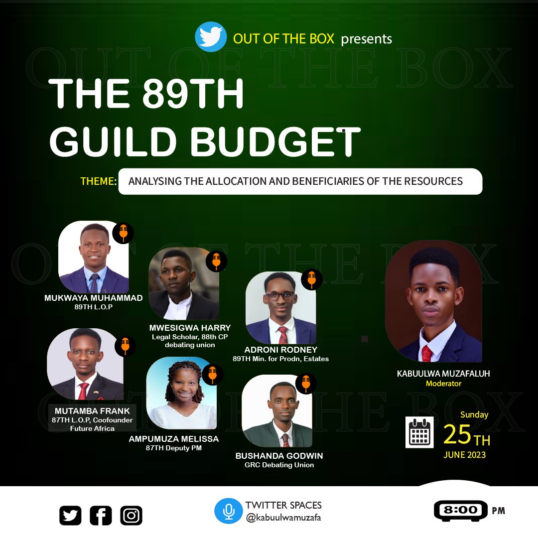 Join us today on Out of the Box as we digest issues around the @Makerere 89th Guild Budget.
#outofthebox