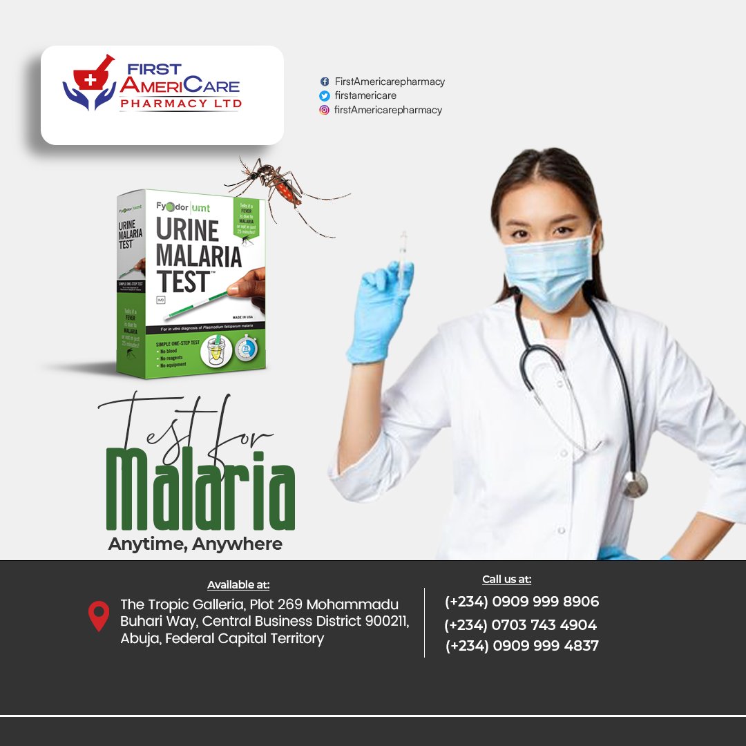firstamericare's tweet photo. 📢 Discover a game-changer in malaria testing!  Introducing the Urine Malaria Test Kit, the hassle-free way to detect malaria quickly and accurately. No needles, no blood—just a simple urine test. 💪🩺 #MalariaTesting  #Russia #trainaccident Banky W | Putin | Wagner | Moscow https://t.co/1otmxsZp62