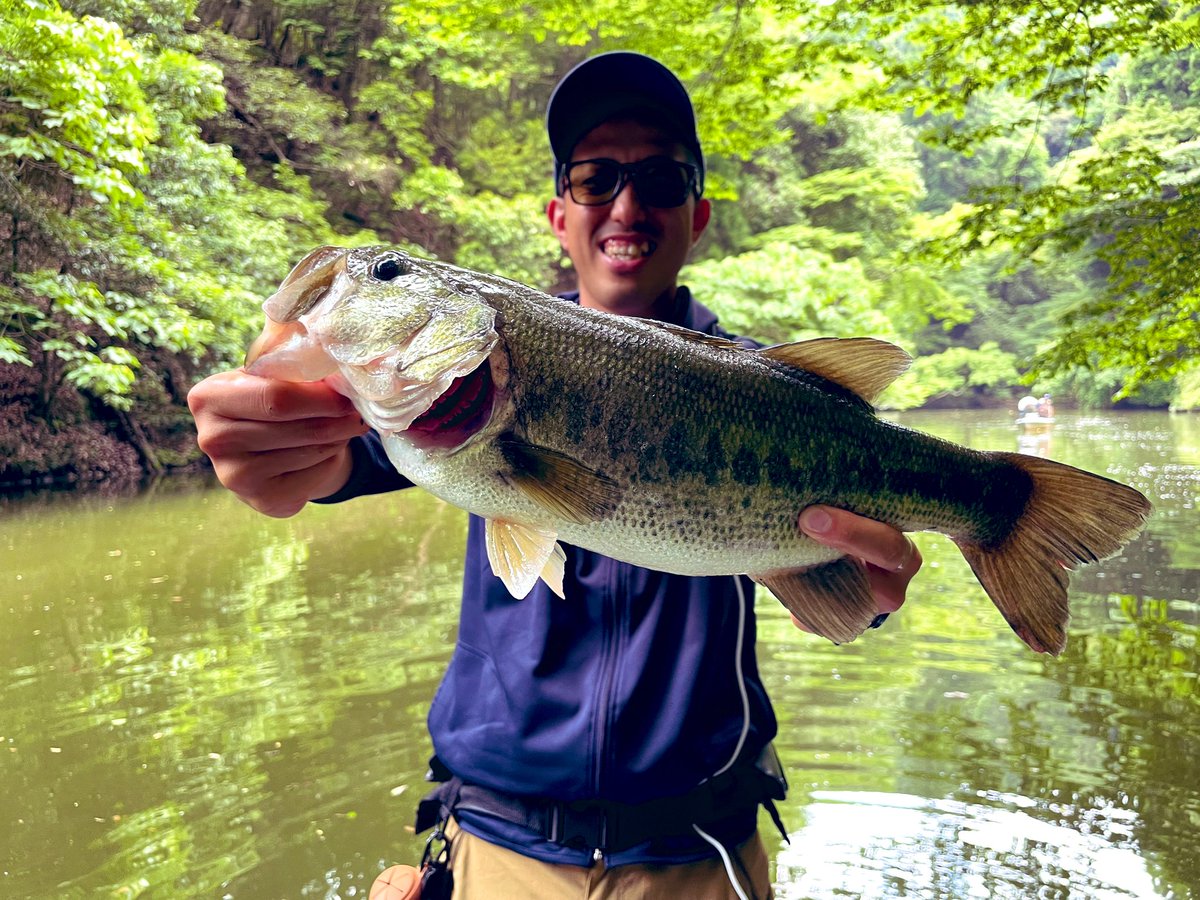 Tgeeshii's tweet photo. 房総釣行2日目はトキタボートで行われた蛙パーティーへ。
帰着直前に45cmを釣り上げ、優勝出来ました！！
企画された羽生さん、他選手の皆さまお疲れ様でした！
また来年も来ます！笑
#蛙パーティー　#トキタボート https://t.co/mQF6JniF30