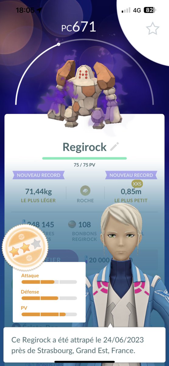 zdak67's tweet photo. Well, well, well, Mister Giovanni!😎You gave me a pretty trash IVs Regirock, but I took the #XXS without any problem!🤩Thank for the gift!🙏🏼#TinyPokemon #TeamGORocket #PokemonGO #XXSPokemon https://t.co/rjfTMhyMzy