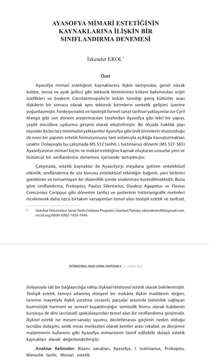 iskenderol's tweet photo. 1) Kendi adıma, akademik üretimin ilk adımını "Uluslararası Ayasofya Sempozyumu II: Kadim Bir Mabedin Tarihi, Bildiriler Kitabı"nda yayınlanan makalemle duyurmuş olmaktan mutluluk duyuyorum. https://t.co/ZL48XV70ee