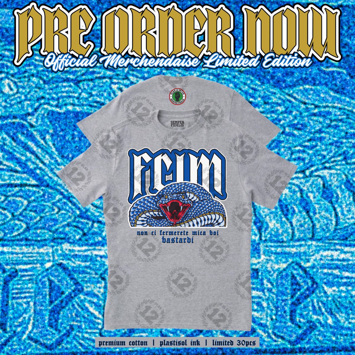 ULAR12INTER's tweet image. OPEN PRE-ORDER TSHIRT "NON CI FERMERETE MICA VOI BASTARDI"
Pre-Order sampai 30 Juni 2023
• Harga
   -ICC '22/23 : Rp 120.000
   -Non ICC : Rp 140.000
• Bahan: Premium Cotton
• Sablon: Plastisol Ink
• Free Sticker 

Contact Person : bit.ly/T-shirtULAR12