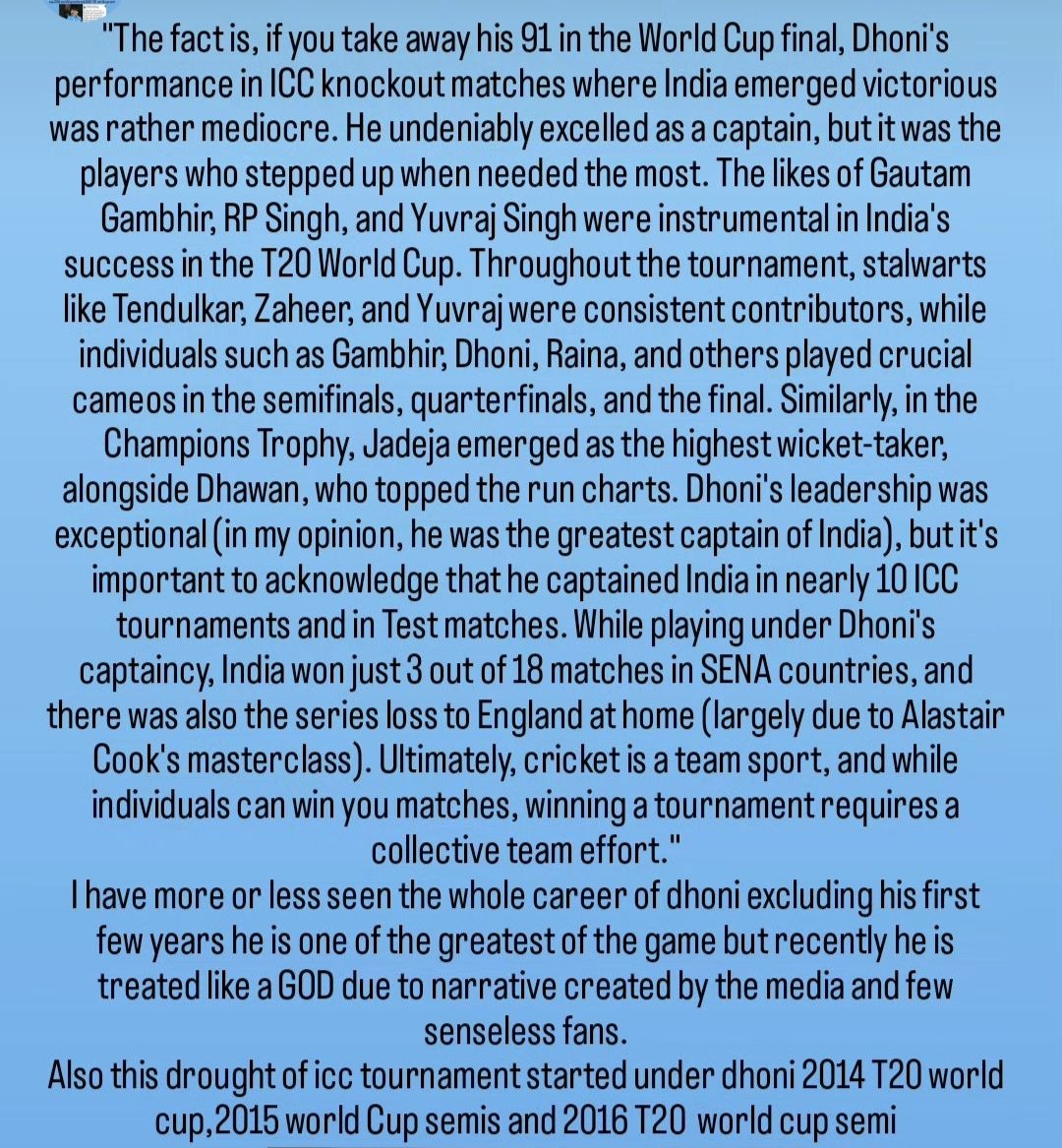 I hope every indian fan understand what I have written in this forgetting their favtourism 
MS Dhoni #Cricket #IndianCricket #teamsport