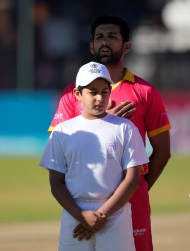 Taking Anthem 🇿🇼before a big game along with your Son @SRazaB24 so proud @ZimCricketv 
Result win with #POTM