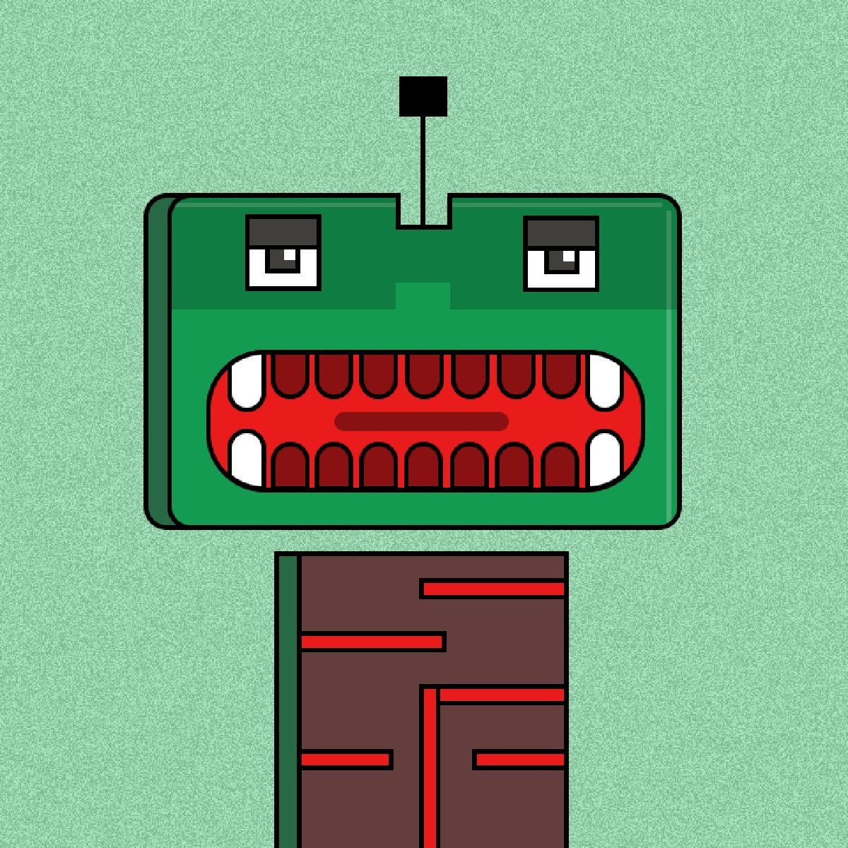 peperminators's tweet photo. PT-78
=====
Equipped with a meme generator that can produce an infinite array of hilarious jokes, PT-78's primary target is the formidable Grumpybot-9000. 

Their battle will be legennnnnDARY https://t.co/eXZjHOJH74
