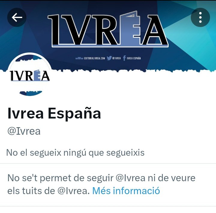 T'ha bloquejat <a href="/ivrea/">Ivrea España</a>?
Aquest és el teu espai on compartir la teva captura de pantalla. 

Fem créixer el fil! 
(Com més siguem, més riurem).
⬇️.