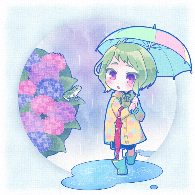 毛利くんと雨の小道 赤い傘は小さい子用