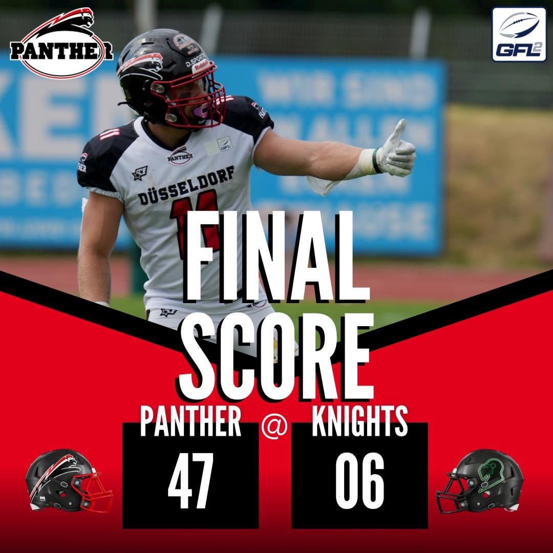 The result of our away game vs. @olknights 47:06 win for the Panther. Thanks OL for the fair match. Now our home game against Muenster Blackhawks in 2 weeks is on the line… #gfl2 #North #duesseldorf #panther #pantherpride