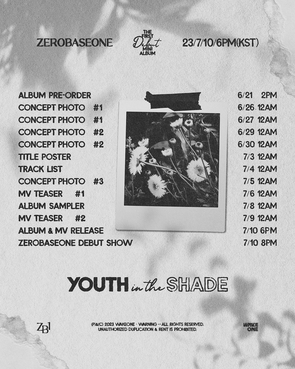 taevraeh's tweet photo. ️️ ️️
        ️️𝗭𝗘𝗥𝗢𝗕𝗔𝗦𝗘𝗢𝗡𝗘 'YOUTH in The SHADE' Promotion Schedule 
️️️️ ️️️️ ️️ https://t.co/NQDH15i1El