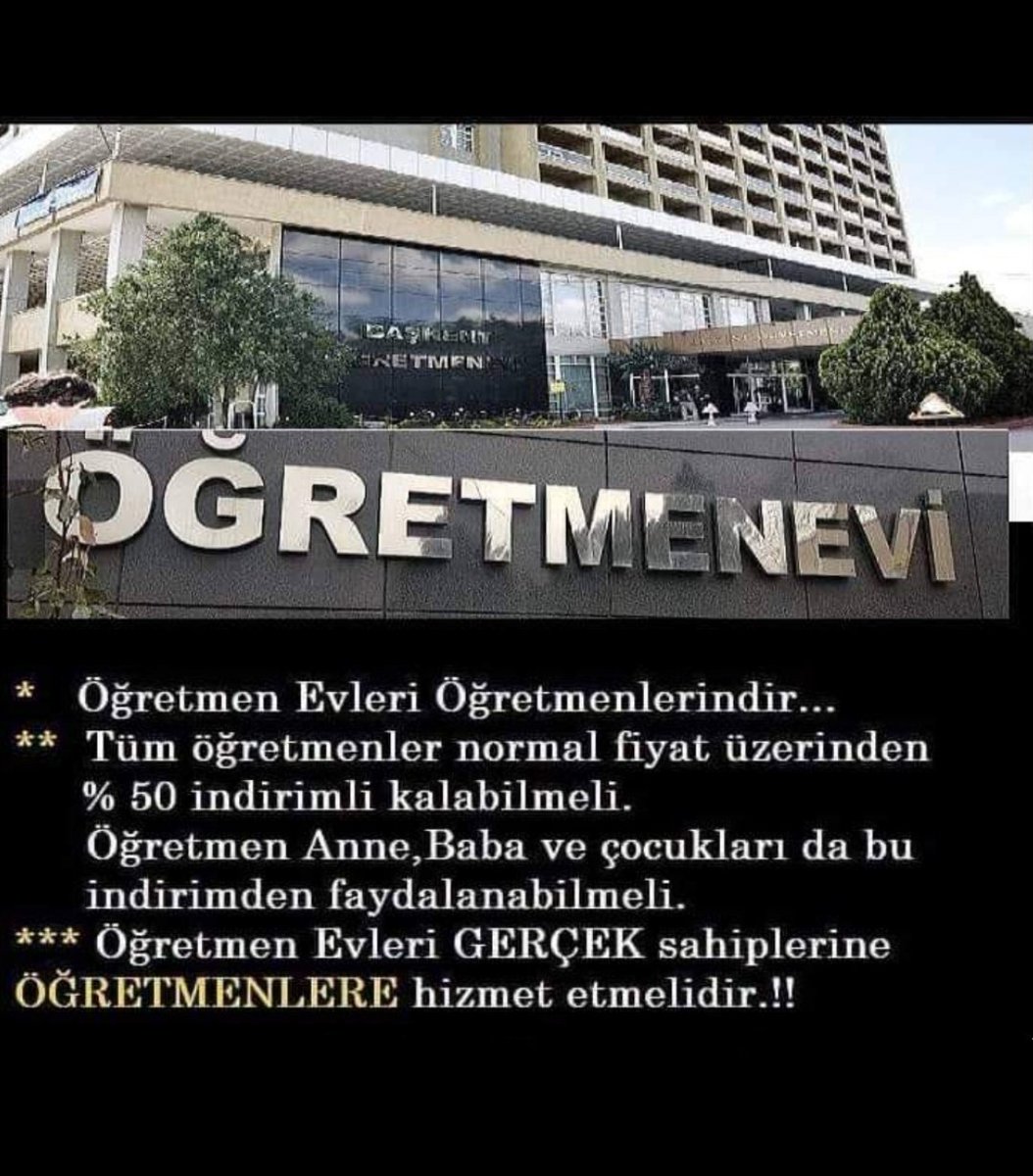 ogretmensitemiz's tweet photo. Öğretmenevleri sadece öğretmenlerin olmalı! https://t.co/dKO9id4a2P