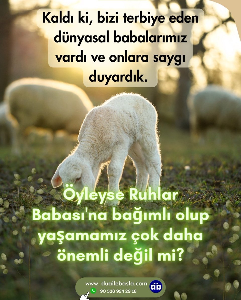 Duailebasla's tweet photo. Kaldı ki, bizi terbiye eden dünyasal babalarımız vardı ve onlara saygı duyardık. Öyleyse Ruhlar Babası’na bağımlı olup yaşamamız çok daha önemli değil mi? Babalarımız bizi kısa bir süre için, uygun gördükleri gibi terbiye ettiler.(İbr.12: 9-10)
#Jesus #Turkey #JesusChrist #love https://t.co/B2xi6qYyxS