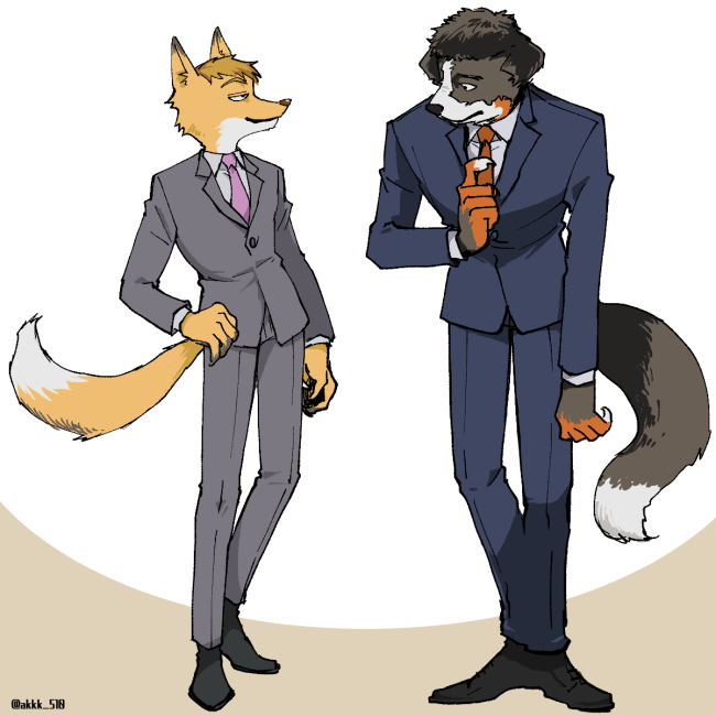 2boys multiple boys furry formal suit furry male necktie  illustration images