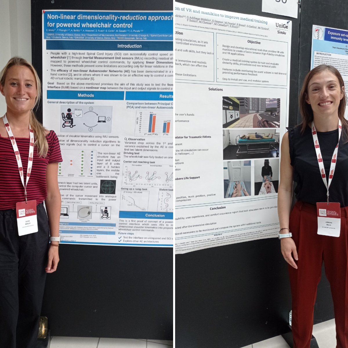 During #GNB2023, @ElisaMisley and @SerenaRicci20 presented 2 of the activities carried out in our lab! #BoMI #spinalCordInjury #control #dimensionalityReduction #MedicalTraining #VR #MR #healthcareSimulation #MedicalSimulation #MRSteve #RiNeoMR