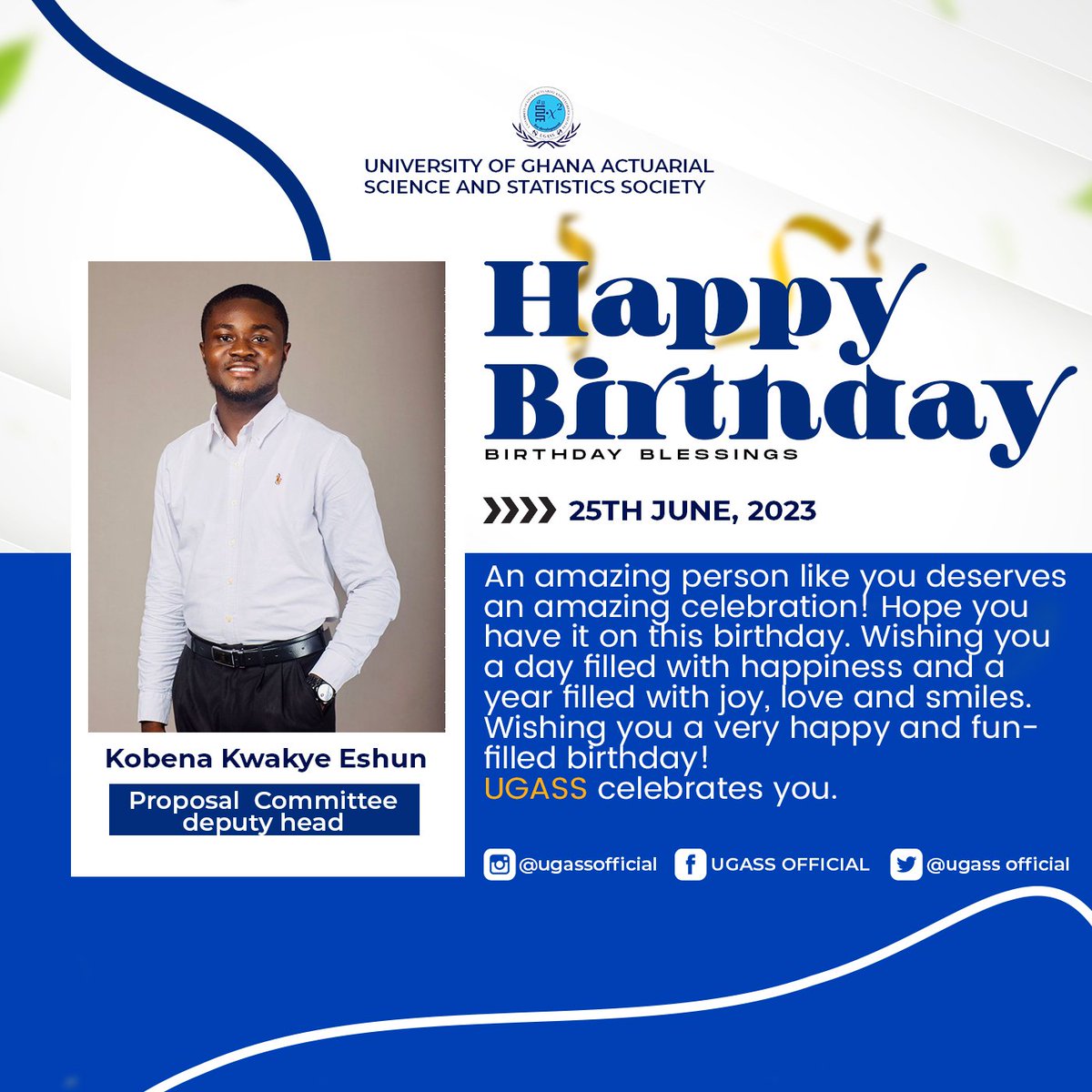ugass_'s tweet photo. Happy birthday to our amazing Proposal Committee deputy head🎊💐🎂🎉
#UGASS Celebrates you🎊🎉❤️ https://t.co/N1ZrRqCZDv