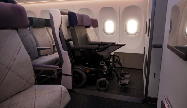 Airplane Seat for Wheelchair Users: Delta Flight Products, a subsidiary of @Delta Air Lines, has revealed a working prototype for its wheelchair-friendly cabin that allows people to stay in their wheelchairs for the duration of the flight. fastcompany.com/90906945/airpl…