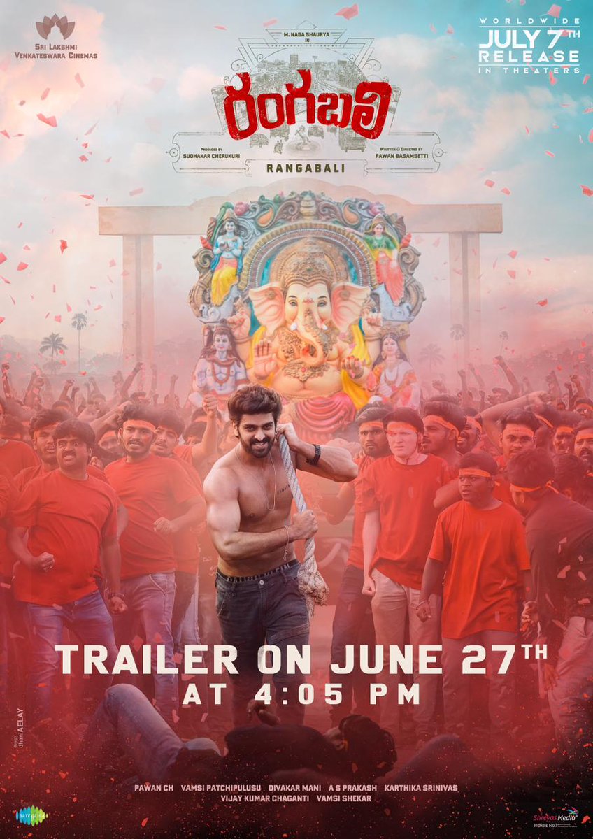 #Rangabali  Trailer is releasing on June 27th.
@IamNagashaurya #Rangabali 
@PawanBasamsetti
@pawanch19 @DivakarManiDOP
#KarthikaSrinivas #ASPrakash
@SLVCinemasOffl @saregamasouth
