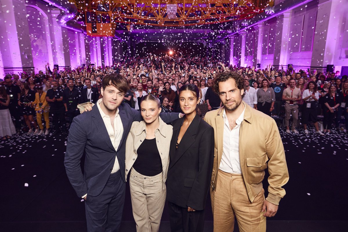 Joey Batey, Freya Allan, Anya Chalotra and Henry Cavill yesterday at the Witcher Fest