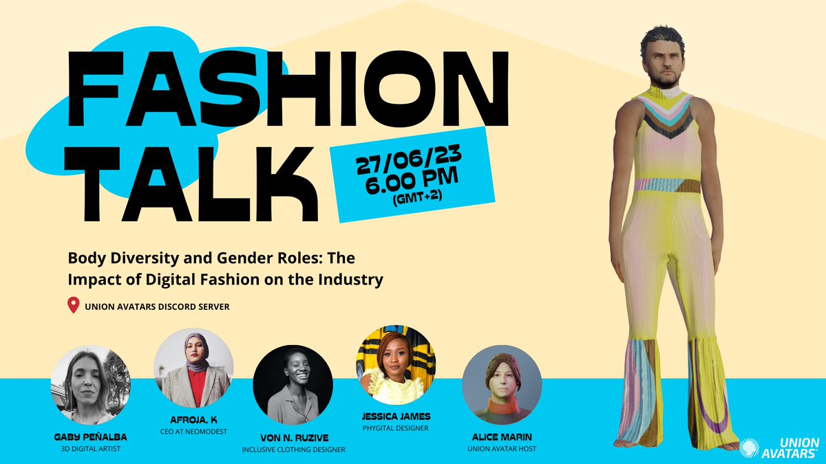 Join this crucial discussion hosted by @UnionAvatars!
#BodyInclusiveFashion #GenderInclusiveFashion #DigitalFashion #LGBTFashion