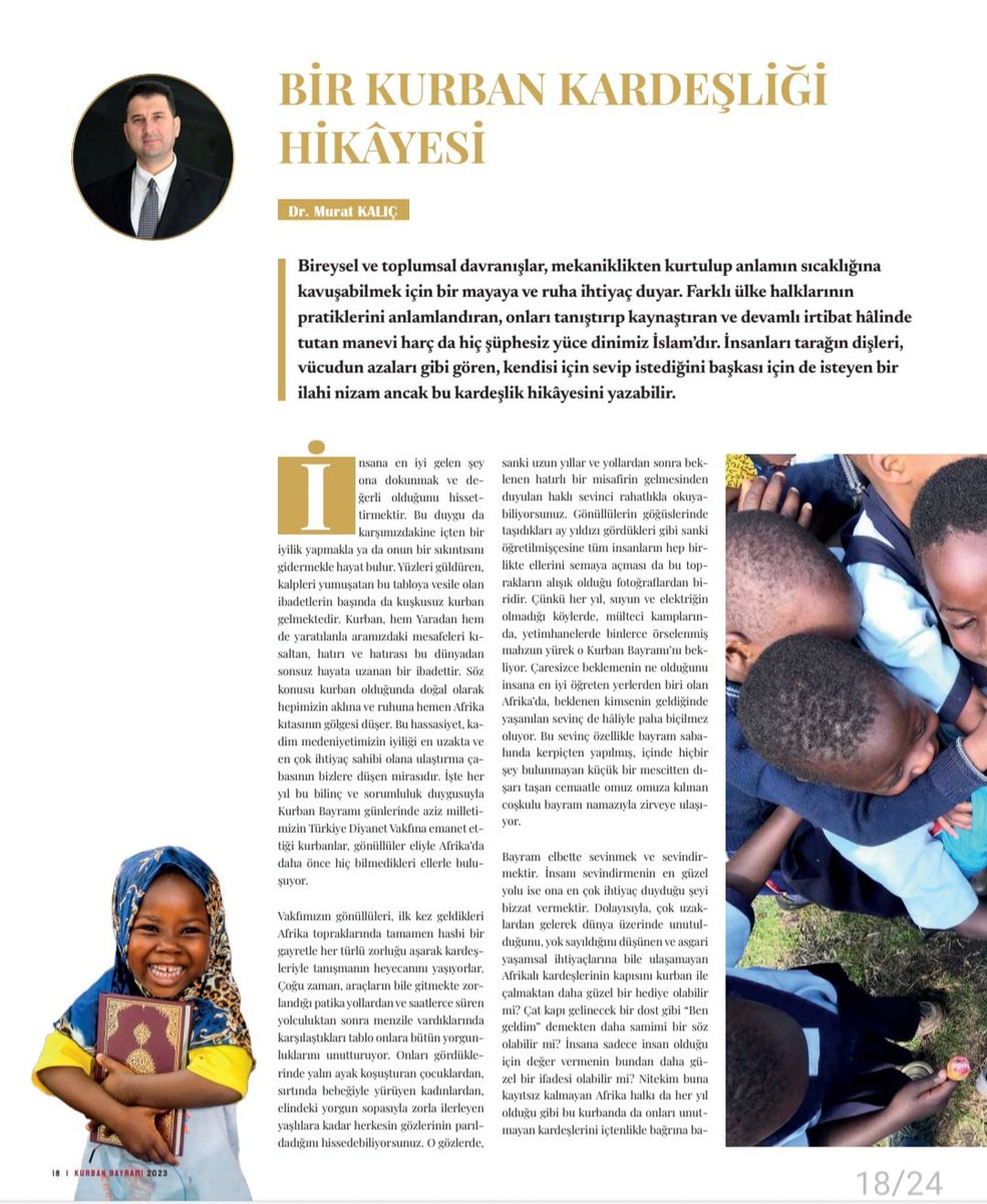 muratkalic's tweet photo. Diyanet Bayram Gazetesi'nde Afrika'daki Kurban Bayramını yazdım. Umarım beğenirsiniz. https://t.co/oG7cG67Ass