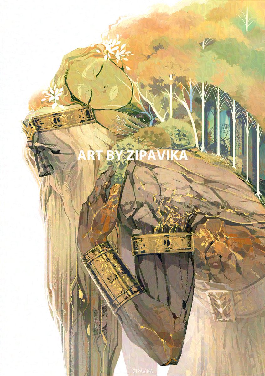 zipavika's tweet image. Here I&apos;m re-uploading one of my most fav works with @TheGlazeProject on top. The portrayal of Yavana and Aule. To normalize the use of it. #CreateDontScrape #Silmarillion