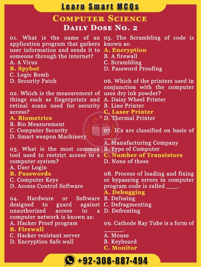 learnsmartmcqs's tweet photo. Computer Science MCQs - Daily Dose No. 02
@learnsmartmcqs https://t.co/swHoqWom85