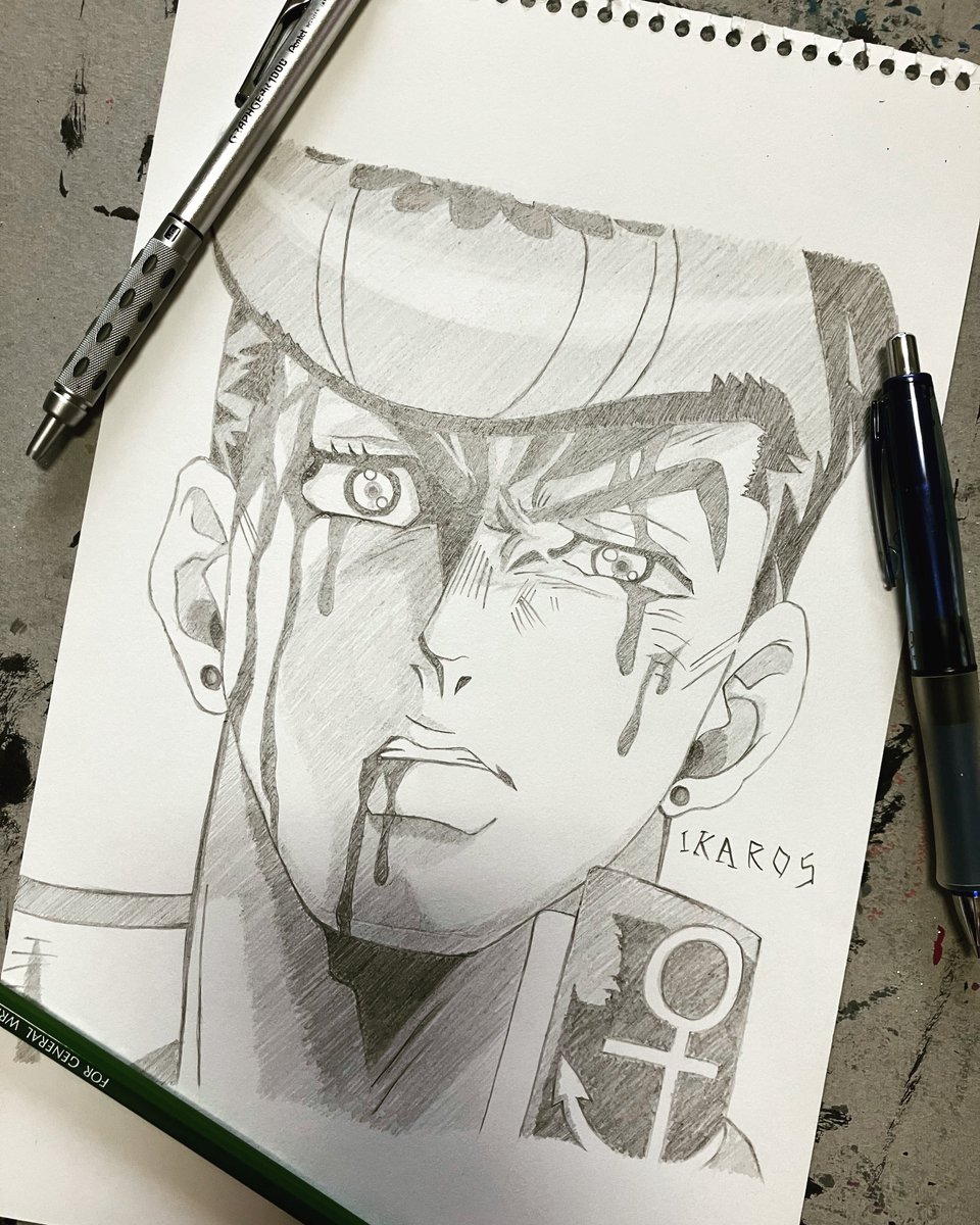 ｢出しな......てめーの.........『キラー...........クイーン』......を...｣
  #絵描きさんと繋がりたい  #模写  #イラスト  #ジョジョの奇妙な冒険  #ダイヤモンドは砕けない  #東方仗助
