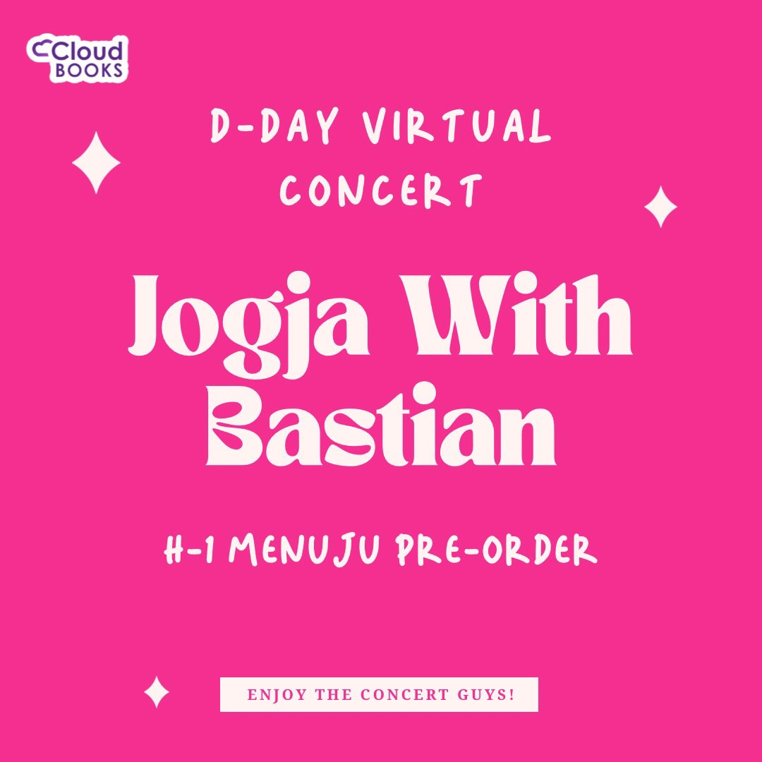 Cloudbookspub's tweet photo. 💗 D-DAY VIRTUAL CONCERT JOGJA WITH BASTIAN 💗 @capellachils @bbastianemilio 

‼️H-1 MENUJU PRE-ORDER‼️

YUK DI SLIDE UNTUK LIHAT DO’s &amp; DONT’s KALIAN CONCERT BERLANGSUNG ✨

ALTERNATIVE UNIVERSE by @capellachils 

⏰ HARI INI JAM 7 MALAM ⏰

#JogjaWithBastian #BastianEmilio https://t.co/krK2onQCCp