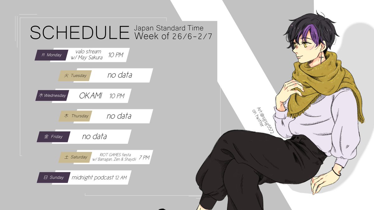 KinEto46's tweet photo. 🍮SCHEDULE 🎏
June 26th to July 7th

Two collabs this week! and both riot games... I'm gonna cry. LOLLL jk jk

I'll see you there ;)
#KinEto #KinIsLive #ENVtuber #JPVtuber https://t.co/bUfWeFI2dU