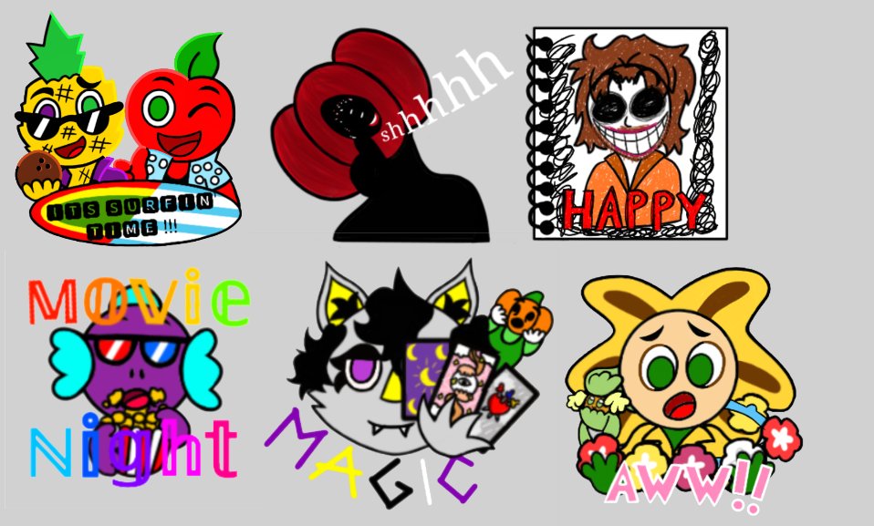 Doodles Part 2 (Stickers) #ItsSurfinTime #HappyThoughts #Comfey #MovieNight #tarot #magical #goodnight