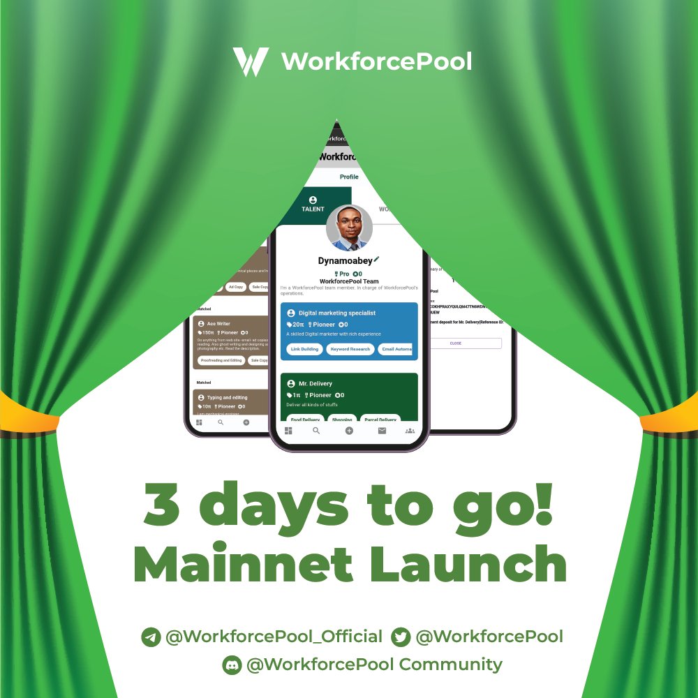 The anticipation is reaching new heights as we approach the launch of #WorkforcePool on #Pi2Day. Join us for an exclusive, Twitter Space where we'll unveil the innovative features and incredible benefits of WorkforcePool. mark your calendars!  🗓️ 
#PiNetwork
