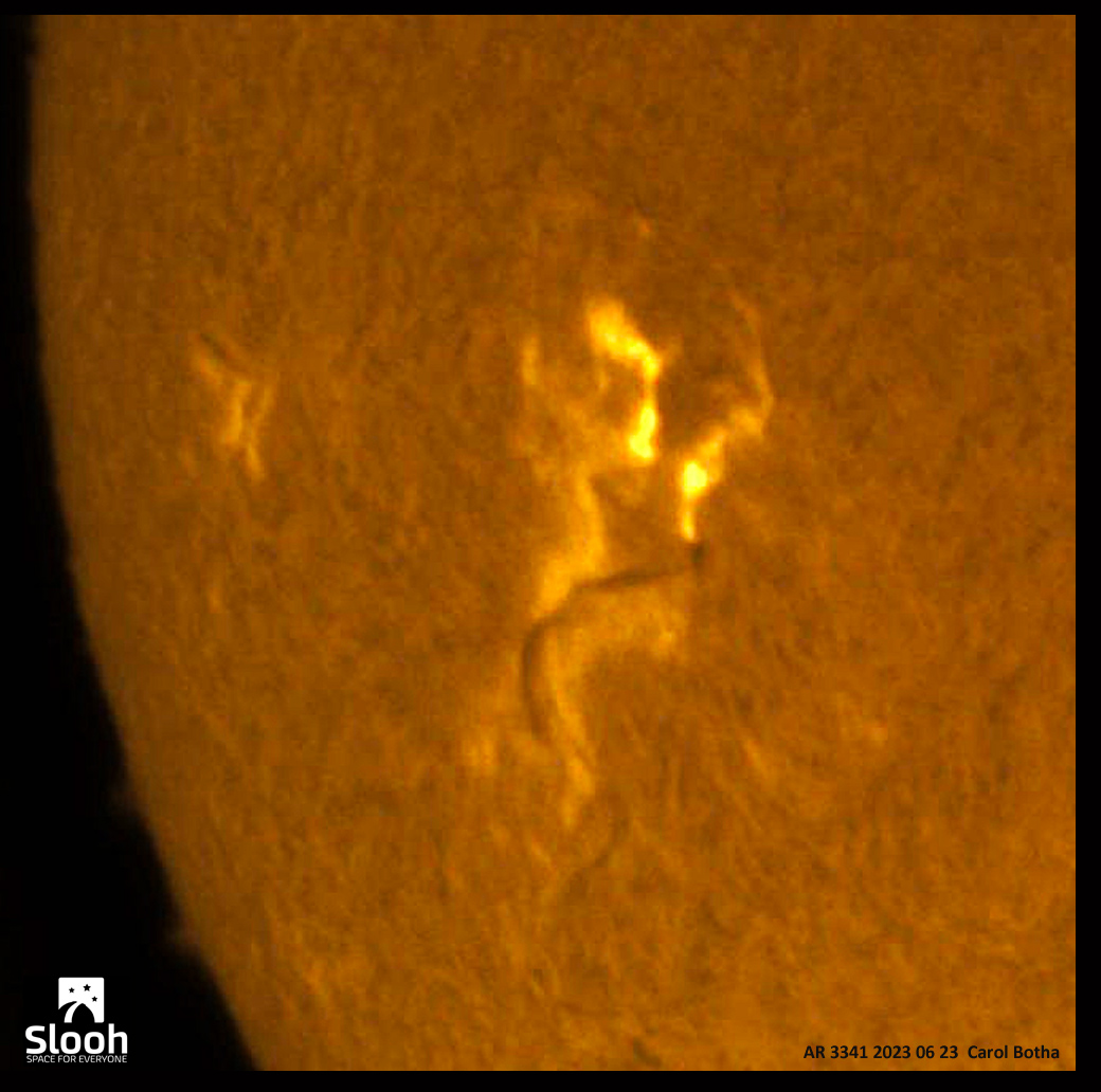 OK - so I better be good. Looked what happened to this lady on 2023 06 22🫣Active Region  3341 #Slooh #Sun #onlinetelescope #onlineearning #onlineeducation