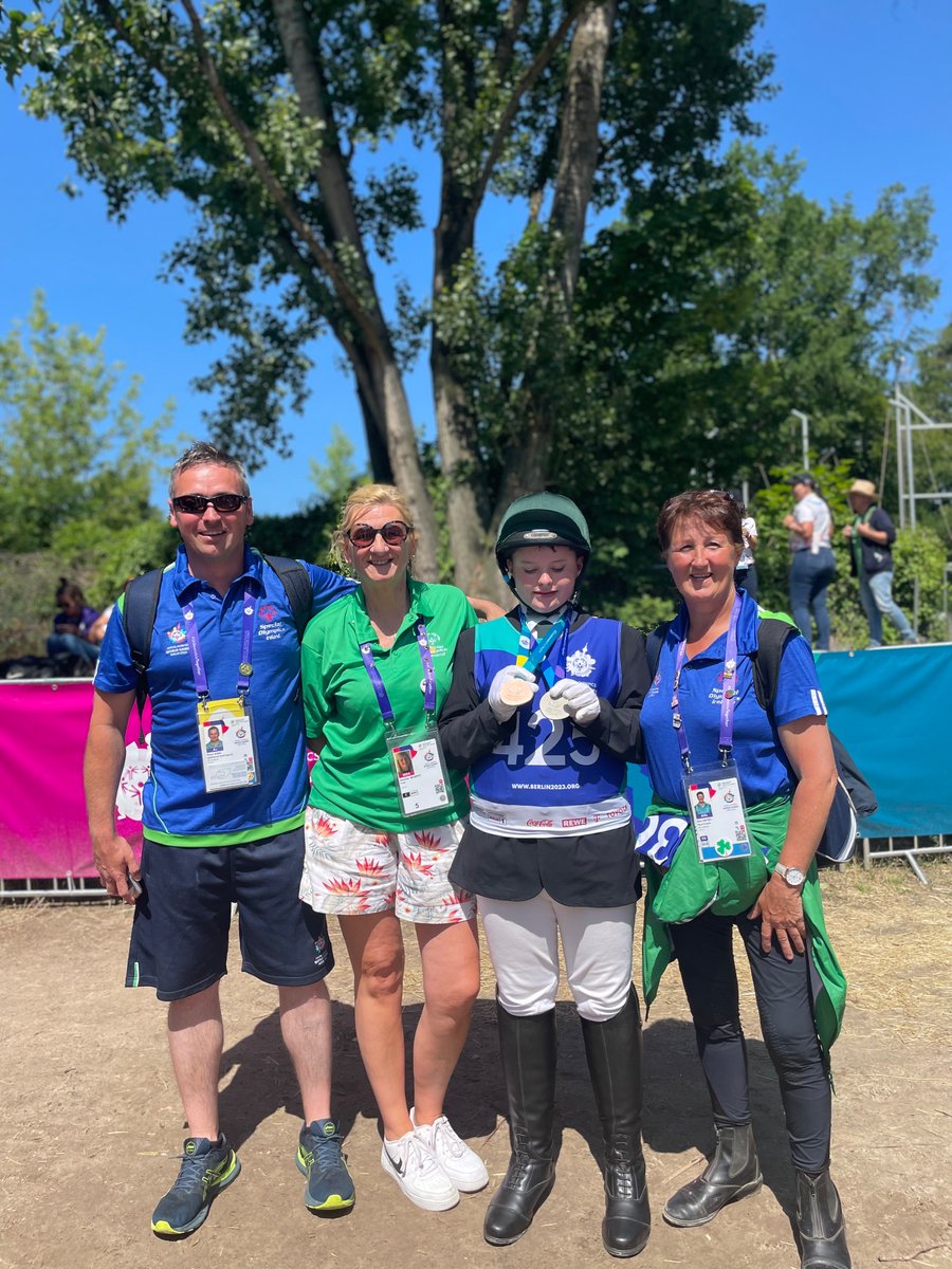 Huge congratulations to Team Ireland Equestrian in Berlin. A real  honour to work alongside the team . Noel, Gemma,Declan &amp; Leah.. fantastic results, 1 gold, 2 silver, 3 bronze &amp; 5th &amp; 7th ribbons 🇮🇪💚 #unbeatabletogether #berlin2023 #specialolympicsireland #horsesportireland